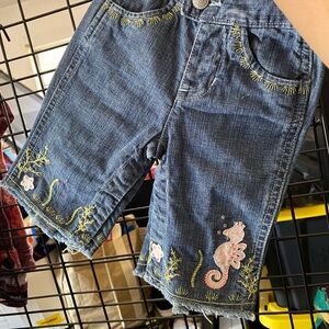 GAP Kids Blue Denim Shorts with Embroidery